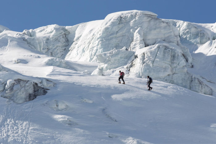 ghiacciaio dei forni in Valfurva con le ciaspole