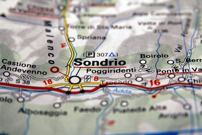 mappa di Sondrio e Valtellina per escursione a Poggiridenti