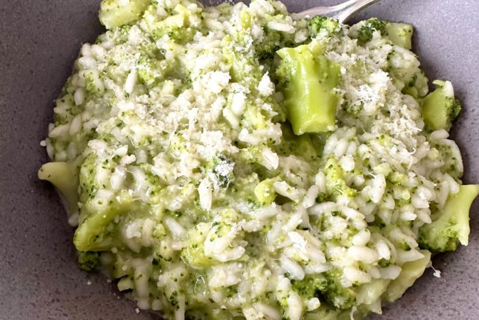risotto autunnale con broccoli e pancetta tesa: ricetta