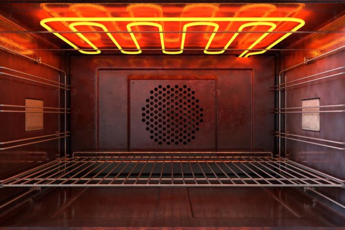 forno acceso per la cottura dei salumi in forno